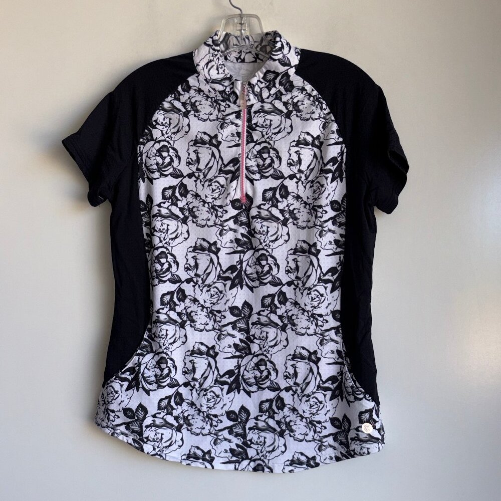 Bette & Court Floral 1/4 Zip Golf Top Medium